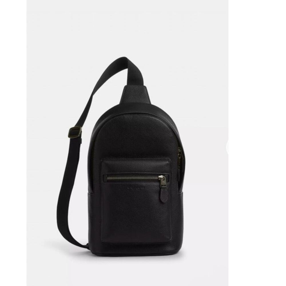 COACH West Pack Crossbody Backpack Leather Black - Picture 2 of 16